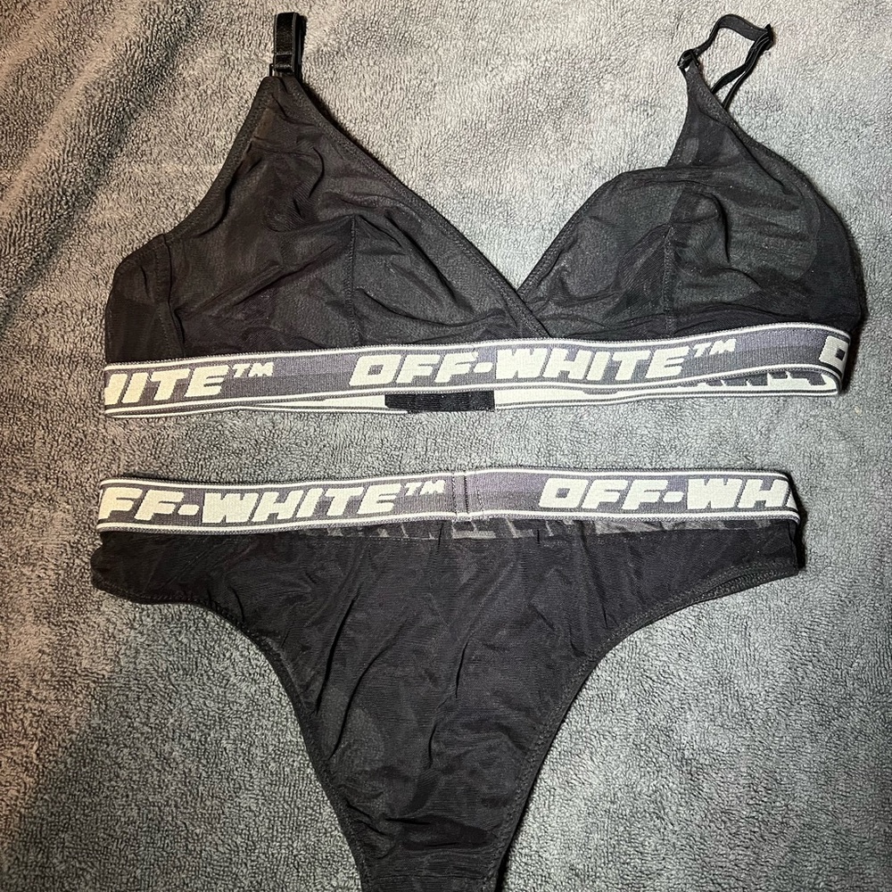Off white mesh bra and panties